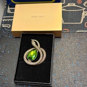 Heidi Daus Gold and Green Snake Brooch
